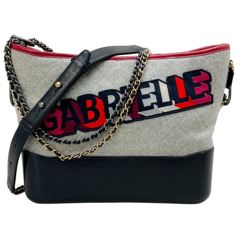 Chanel 2017 Red / Grey / Black Wool and Leather Quilted Gabrielle Bag